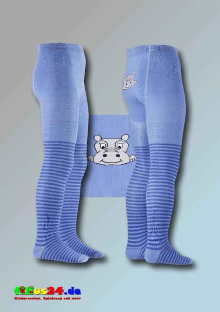 Playshoes Strumpfhose mit Komfortbund Motiv Nilpferd Hippo Gr 50 bis 116