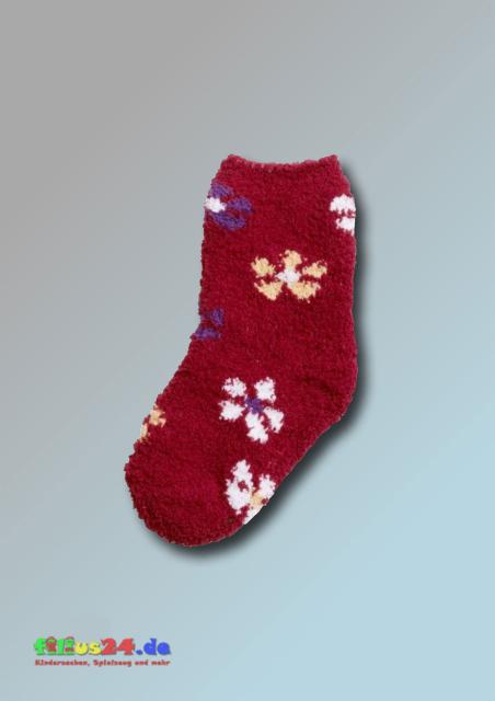 Playshoes Fleecesocke Flauschsocke Kuschelsocke Blume in rot Gr 17 bis 34