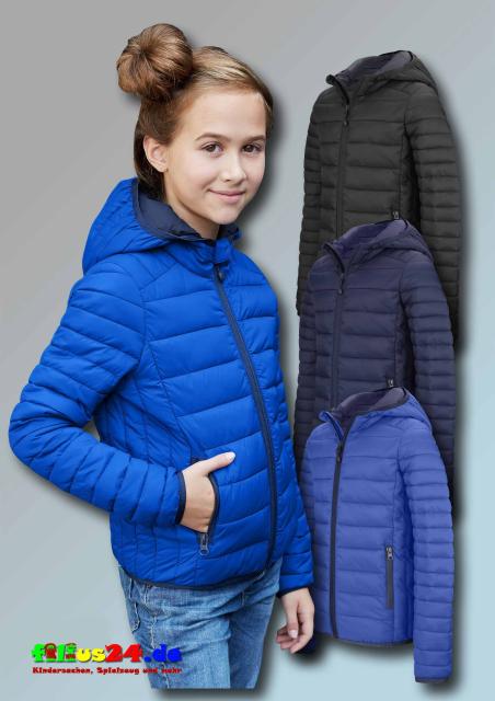 KARIBAN Kinder Leichte Steppjacke Kapuze Übergangsjacke Gr 6/8 bis 12/14 unisex