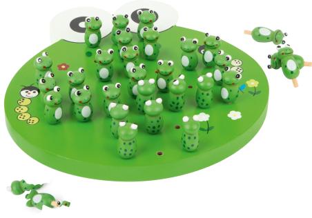 Solitär Frosch Kinderspiel aus Holz handbemalt 34 Teile Brettspiel Familienspiel