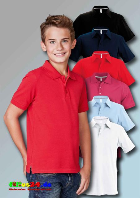 KARIBAN Kinder Kurzarm Polo Shirt uni in 6 Farben und 5 Größen 4 bis 14 Jahre