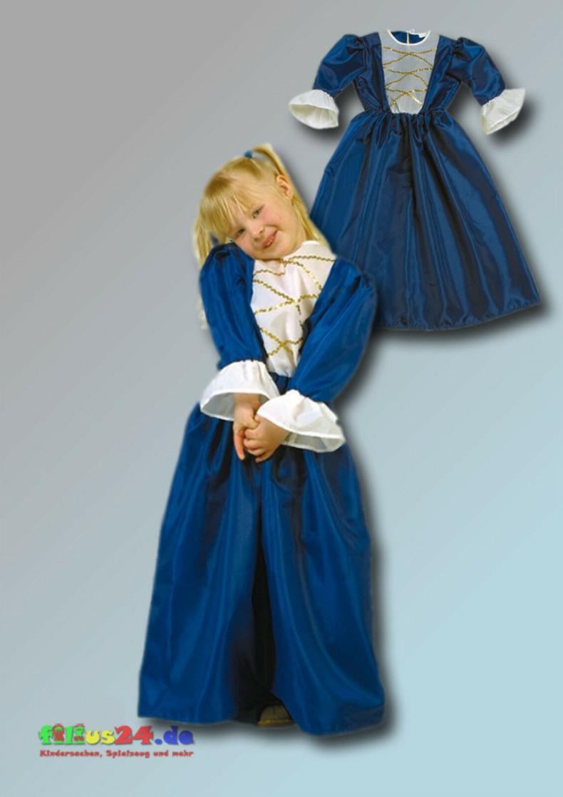 Prinzessinnen Kleid blau Karneval Fasching Kinder Kostüm 4 - 10 Jahre Einheitsgr
