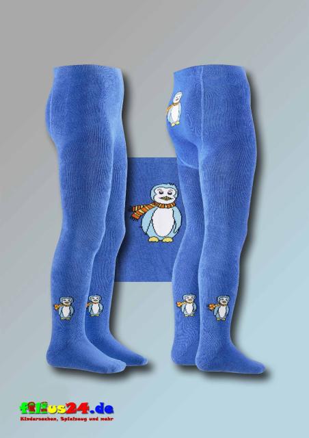 Playshoes Thermo-Strumpfhose mit Motiv Pinguin in blau Gr 50 bis 116