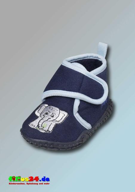 Playshoes Kinder Hausschuh Motiv Elefant in marine blau Gr 18 bis 27